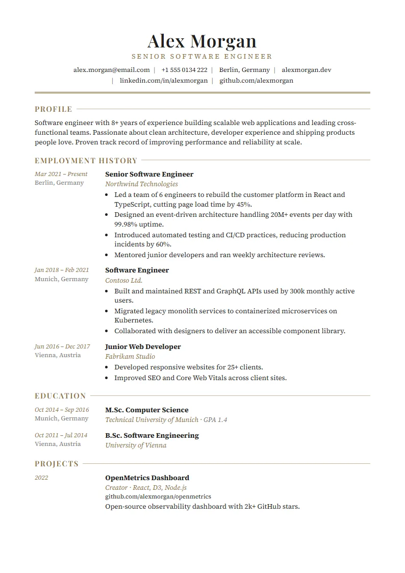 Executive CV template – example CV